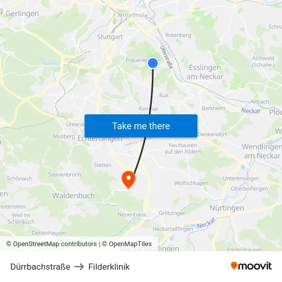 Dürrbachstraße to Filderklinik map