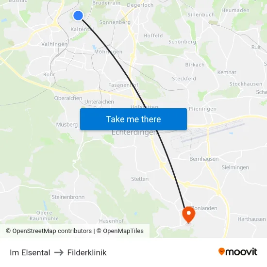 Im Elsental to Filderklinik map