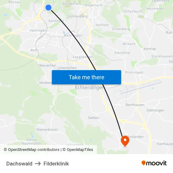Dachswald to Filderklinik map