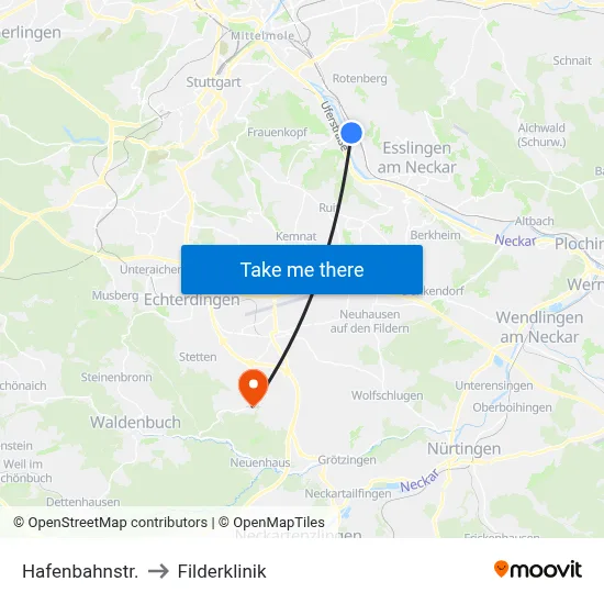 Hafenbahnstr. to Filderklinik map