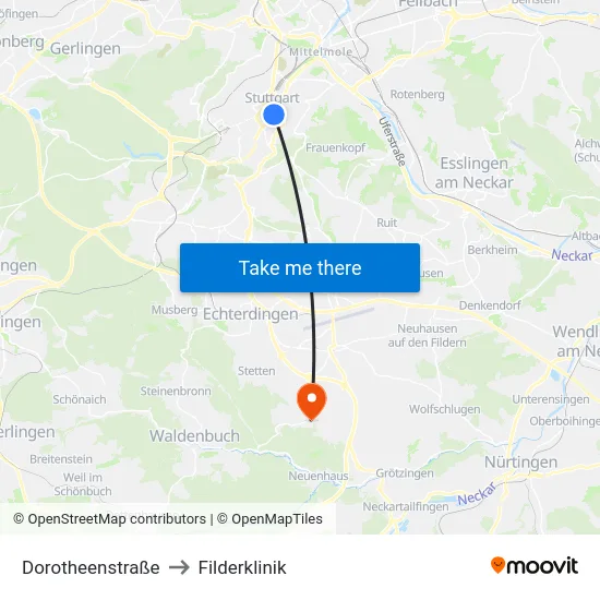 Dorotheenstraße to Filderklinik map