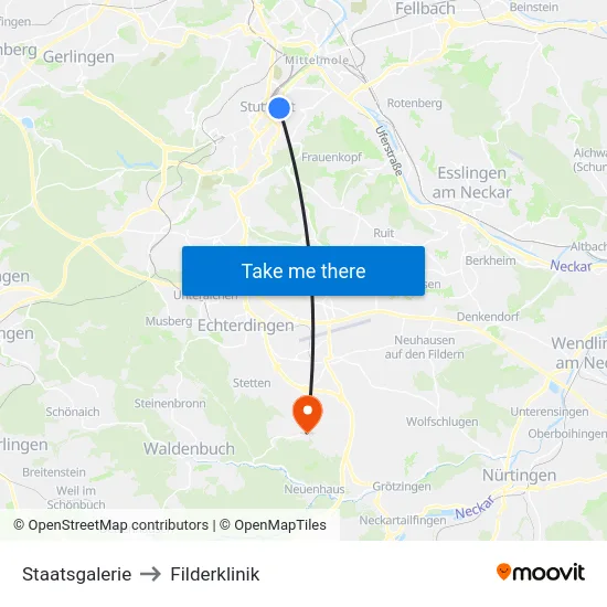 Staatsgalerie to Filderklinik map