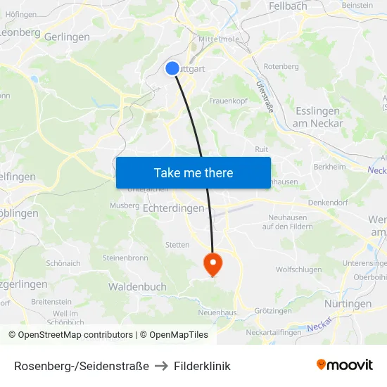 Rosenberg-/Seidenstraße to Filderklinik map