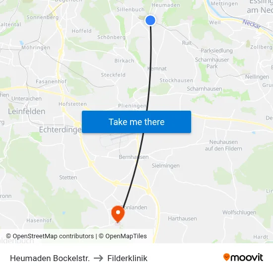 Heumaden Bockelstr. to Filderklinik map