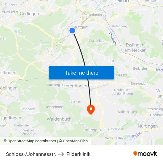 Schloss-/Johannesstr. to Filderklinik map
