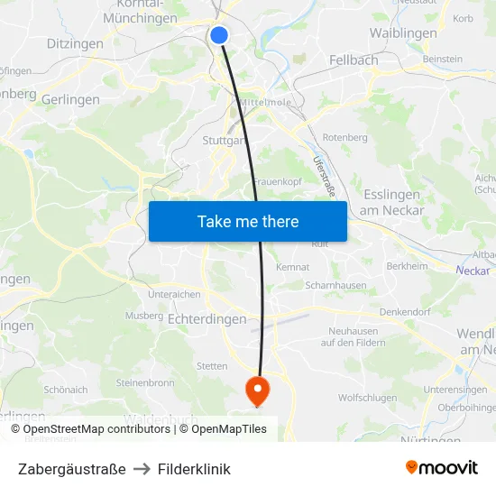 Zabergäustraße to Filderklinik map