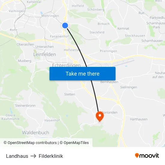 Landhaus to Filderklinik map