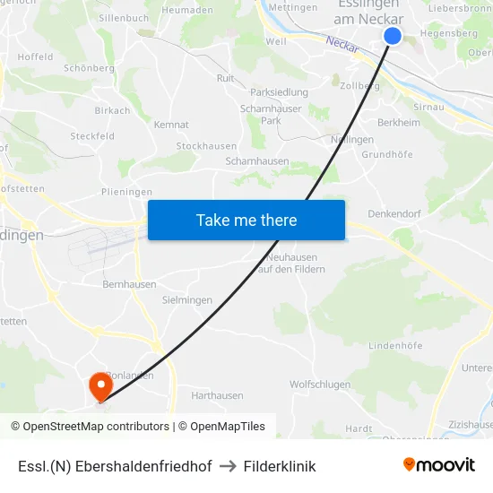 Essl.(N) Ebershaldenfriedhof to Filderklinik map