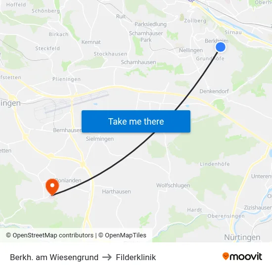 Berkh. am Wiesengrund to Filderklinik map