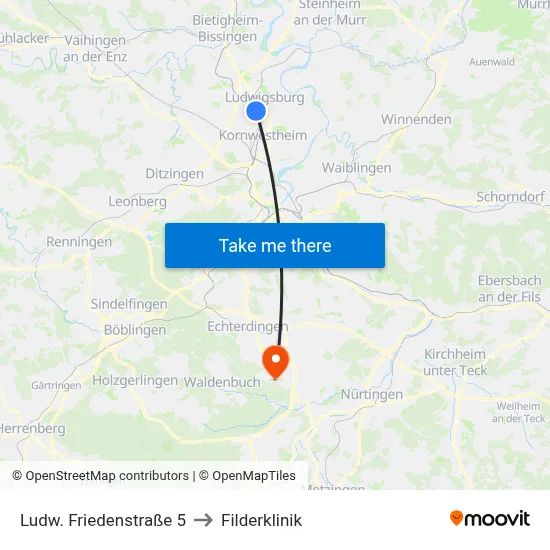 Ludw. Friedenstraße 5 to Filderklinik map