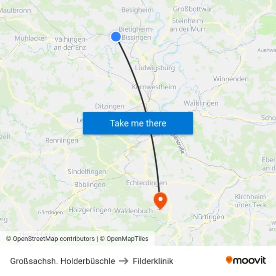 Großsachsh. Holderbüschle to Filderklinik map