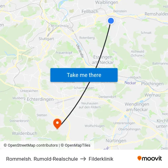 Rommelsh. Rumold-Realschule to Filderklinik map