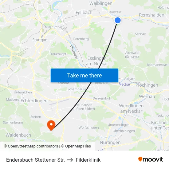 Endersbach Stettener Str. to Filderklinik map