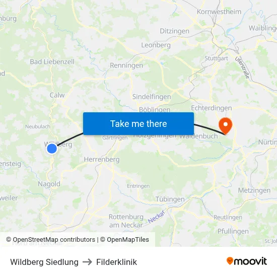 Wildberg Siedlung to Filderklinik map