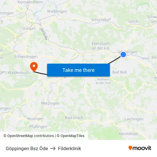 Göppingen Bsz Öde to Filderklinik map