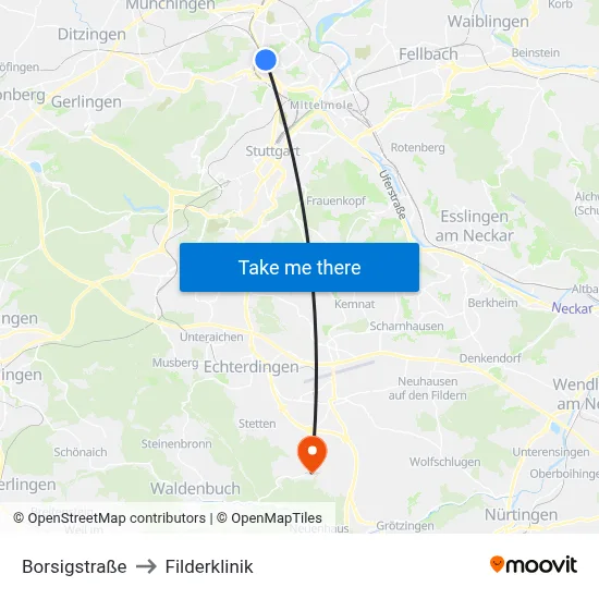 Borsigstraße to Filderklinik map