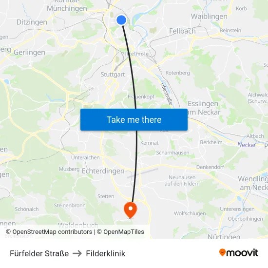 Fürfelder Straße to Filderklinik map