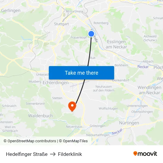 Hedelfinger Straße to Filderklinik map