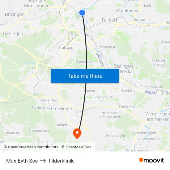 Max-Eyth-See to Filderklinik map