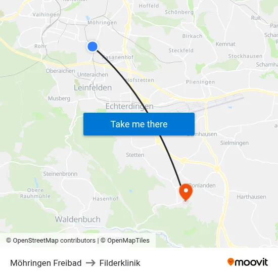 Möhringen Freibad to Filderklinik map