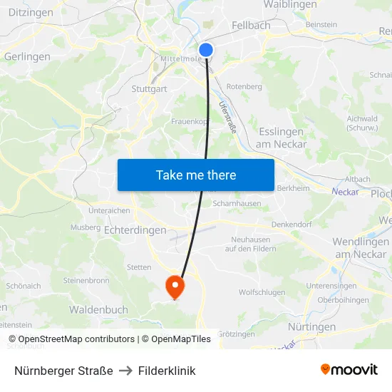 Nürnberger Straße to Filderklinik map