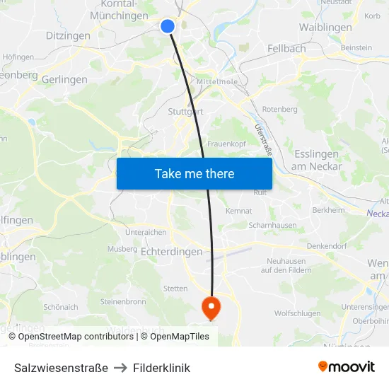 Salzwiesenstraße to Filderklinik map
