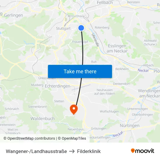 Wangener-/Landhausstraße to Filderklinik map
