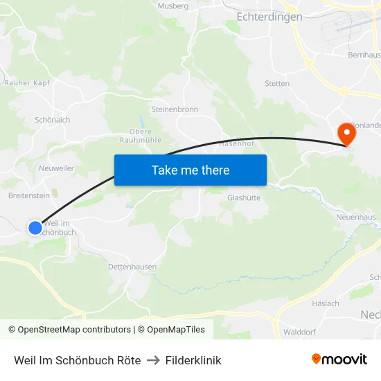 Weil Im Schönbuch Röte to Filderklinik map