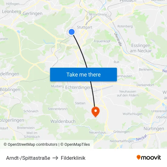 Arndt-/Spittastraße to Filderklinik map