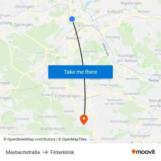 Maybachstraße to Filderklinik map