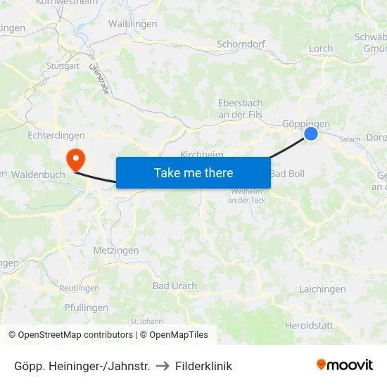 Göpp. Heininger-/Jahnstr. to Filderklinik map