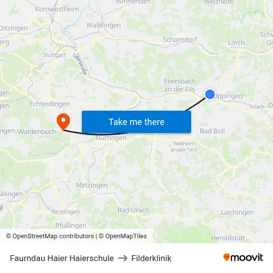 Faurndau Haier Haierschule to Filderklinik map