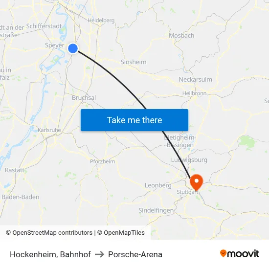 Hockenheim, Bahnhof to Porsche-Arena map