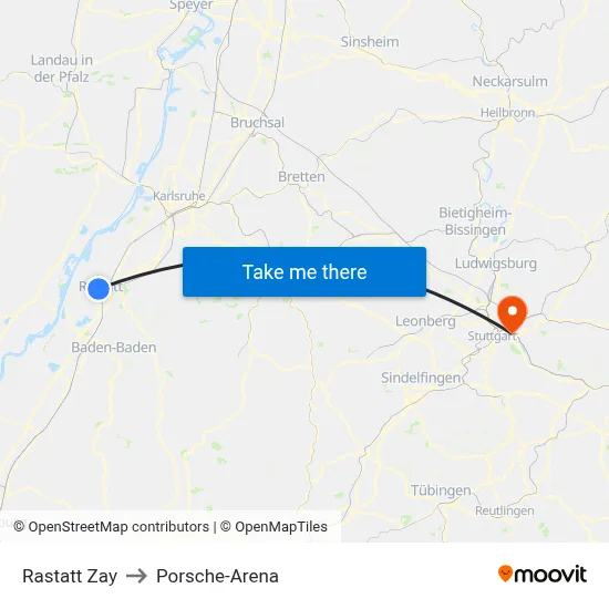 Rastatt Zay to Porsche-Arena map