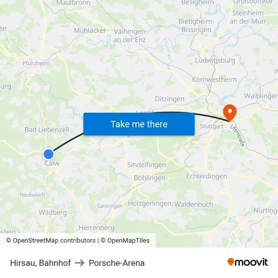 Hirsau, Bahnhof to Porsche-Arena map