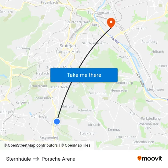 Sternhäule to Porsche-Arena map