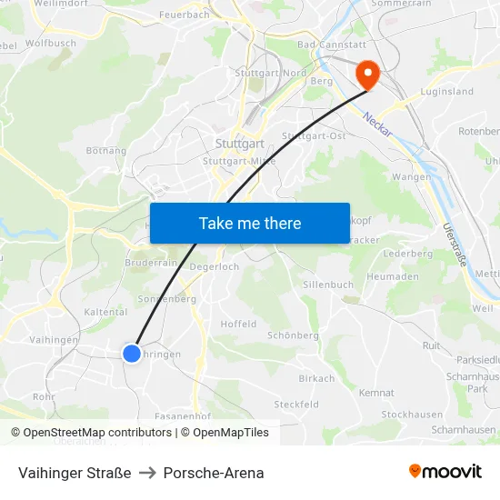 Vaihinger Straße to Porsche-Arena map
