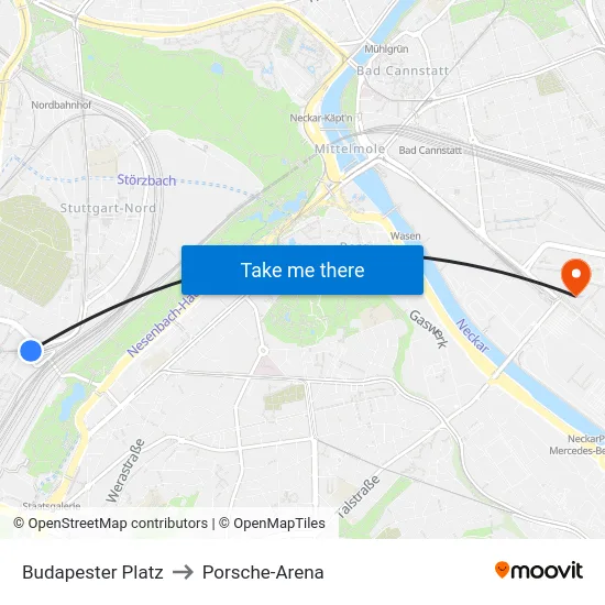 Budapester Platz to Porsche-Arena map