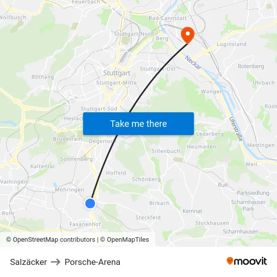 Salzäcker to Porsche-Arena map