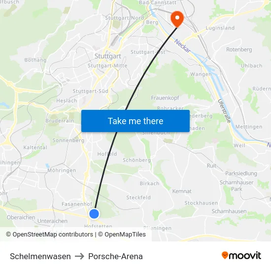 Schelmenwasen to Porsche-Arena map