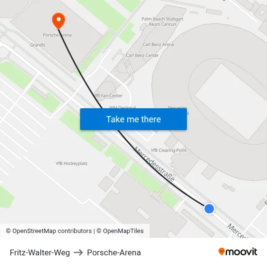 Fritz-Walter-Weg to Porsche-Arena map
