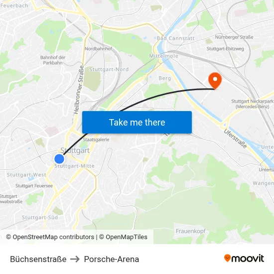 Büchsenstraße to Porsche-Arena map