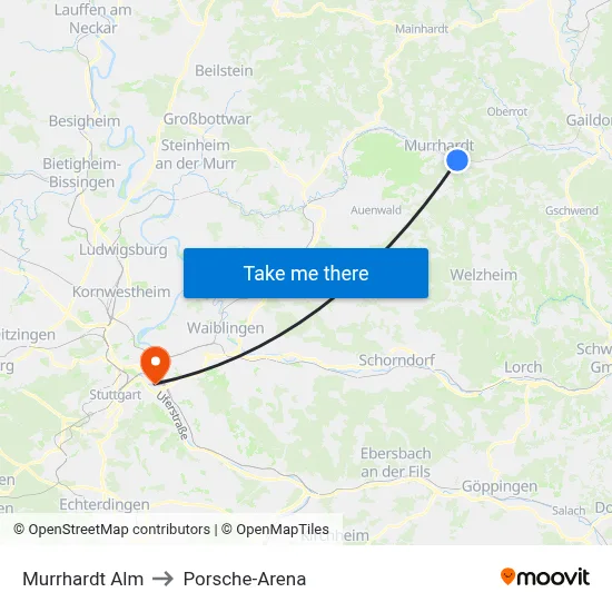Murrhardt Alm to Porsche-Arena map