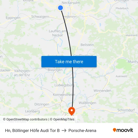 Hn, Böllinger Höfe  Audi Tor B to Porsche-Arena map
