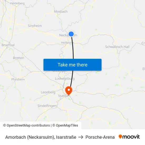 Amorbach (Neckarsulm), Isarstraße to Porsche-Arena map