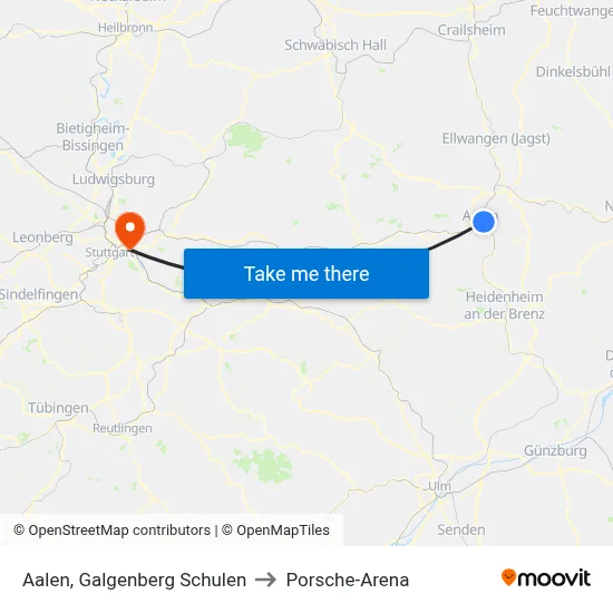 Aalen, Galgenberg Schulen to Porsche-Arena map