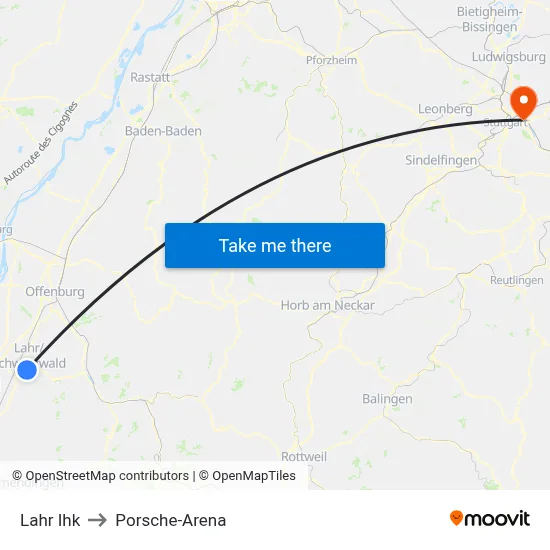 Lahr Ihk to Porsche-Arena map
