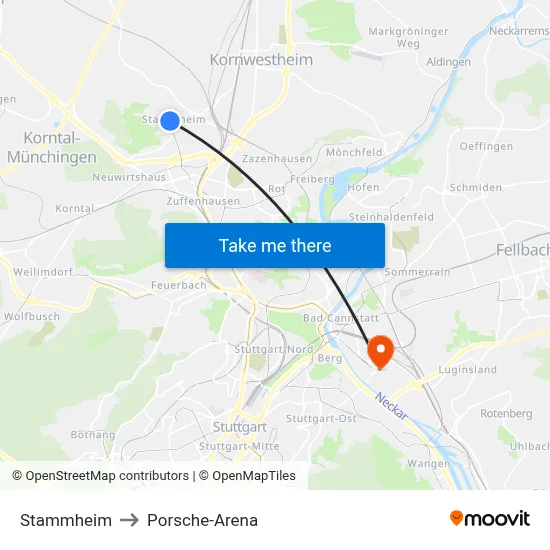 Stammheim to Porsche-Arena map