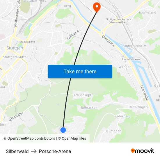 Silberwald to Porsche-Arena map