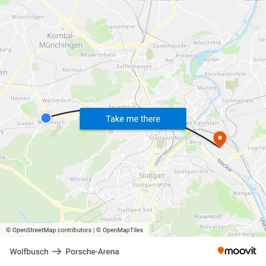 Wolfbusch to Porsche-Arena map